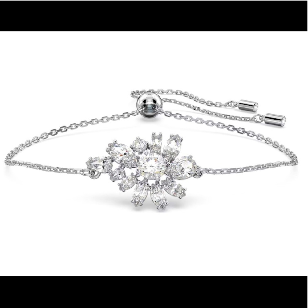 SWAROVSKI CRYSTAL GEMA BRACELET MIXED CUTS FLOWER WHITE RHODIUM PLATED NEW